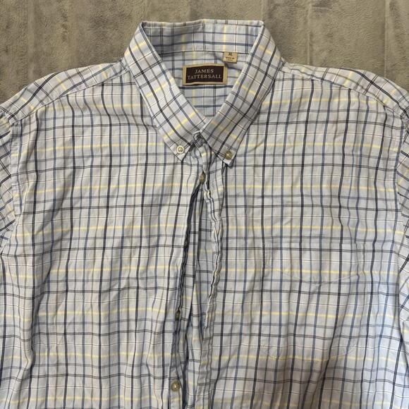 James Tattersall Men’s Button Down Shirt Size XL Blue Yellow Plaid Long Sleeve - Picture 2 of 6